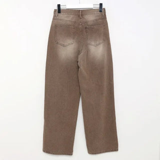 Washed wide denim pants