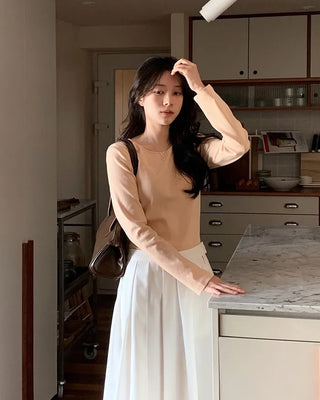 (6 colors) Spandex Slit T-shirt