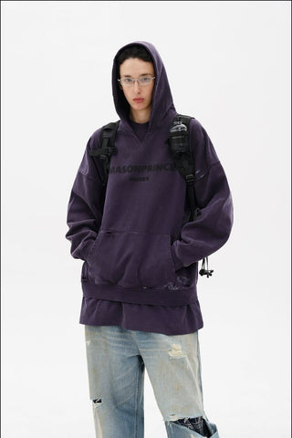 [MASONPRINCE] Layered Fake Two-Piece Hooded Sweatshirt