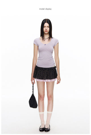 [NECY] Ditsy Dollhouse Lace Micro Skirt
