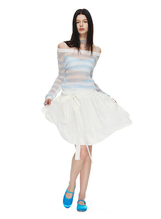 [NECY] Mimora Bow Tie Lace Midi Skirt