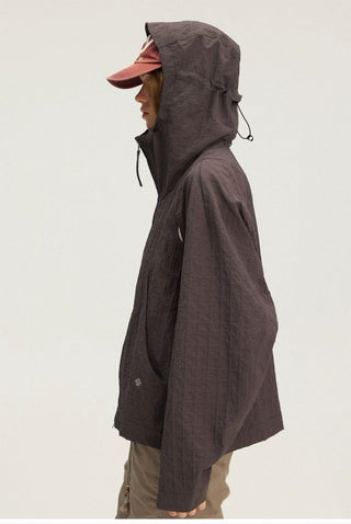[Monterest] Textured Plaid Hooded Jacket
