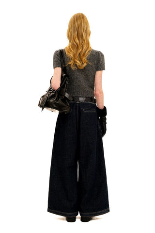 [Moromoro2] Frayed Waistband Wide Leg Jeans