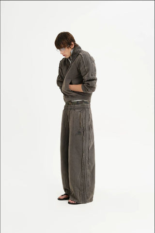 [MASONPRINCE] Washed Raw Edge Knit Set in Elephant Gray