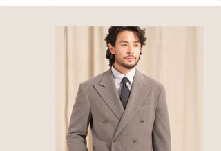 [CULTUM] Herringbone Peak Lapel Double Breasted Suit