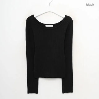 U-neck ribbed knit