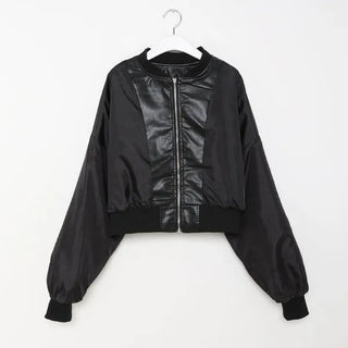 Leather blouson jacket
