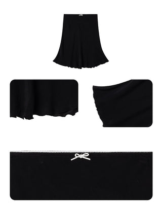 [NECY] Black Satin Fishtail Midi Skirt