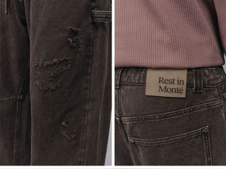 [Monterest] Distressed Washed Cotton Work Pants