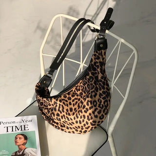 Leopard print zippered big shoulder bag