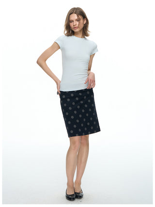 [NECY] Corduroy Dot Straight Skirt
