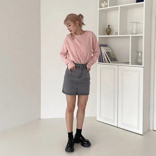 H-line denim mini skirt