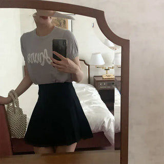 Lettering Short-Sleeve Knit Sweater