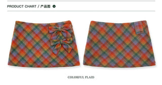 [Moromoro2] Wool Plaid Bow Mini Skirt