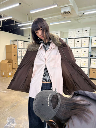 [NeverSeez] Lustrous Cotton Blend Shirt