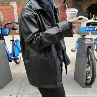 Long leather jacket