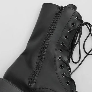 Mid-calf lace-up boots