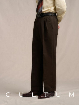 [CULTUM] Wool Blend Double Pleat Trousers