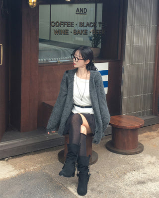 Angora V-neck cardigan
