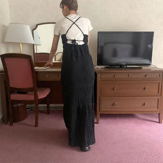 Back Ribbon Camisole Long Dress
