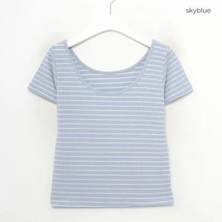 U-neck striped T-shirt