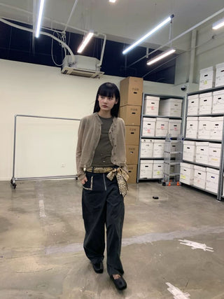 [NEVERSEEZ] Beaded Pocket Washed Work Pants