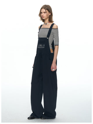 [NECY] Graphic Heart Ribbon Overalls