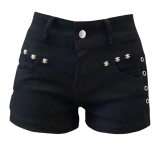 Skull applique button pocket short pant