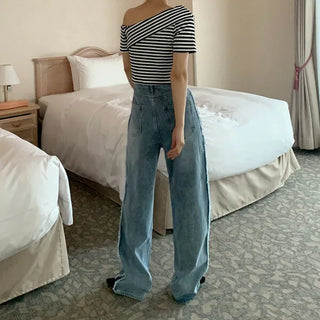 Line Point Wide Denim Pants