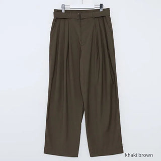 Belted wide slacks