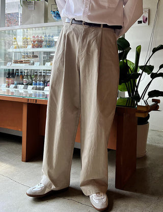Luna Cotton One-Pleat Wide Pants (High Q)