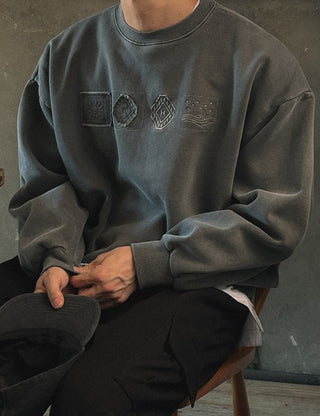Inca Patch Embroidery Fleece-Lined Sweatshirt (3 colors)