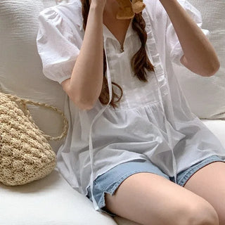 Cotton Ribbon Blouse (3 colors)