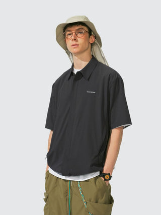 [Monterest] Arc Seam Short Sleeve Layered Shirt