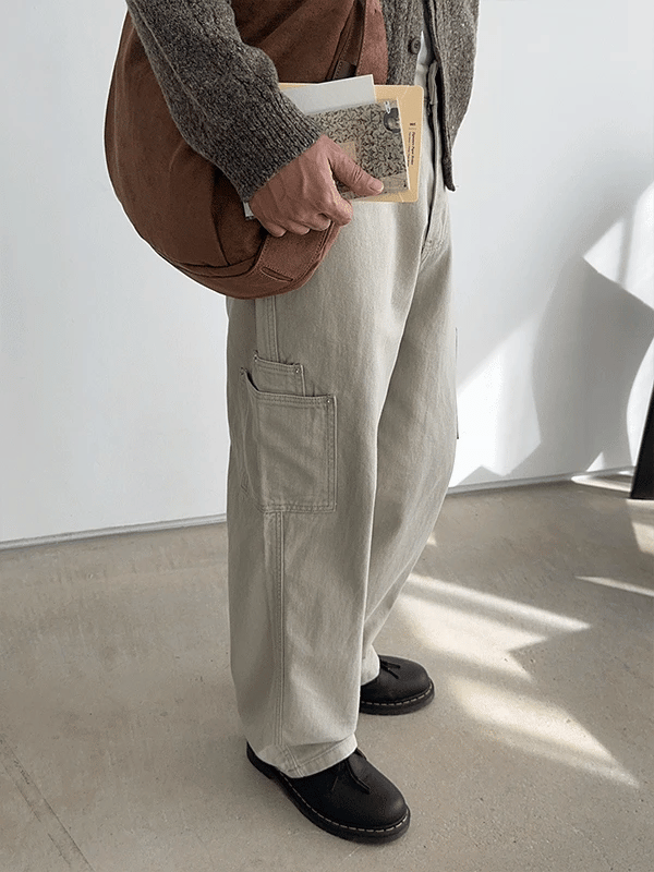 Pair Rivet Pocket Cotton Pants
