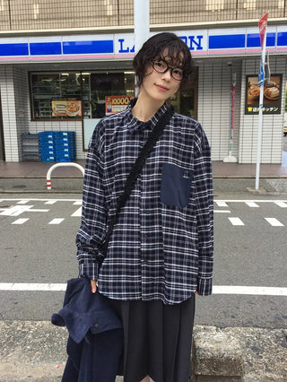 Check patchwork shirt