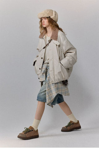 [Monterest] Detachable Fur Collar Deck Jacket