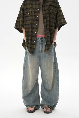 [MASONPRINCE] Washed Slub Denim Wide Leg Pants
