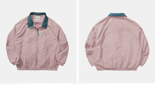 [Monterest] Water-Resistant Contrast Collar Zip Jacket