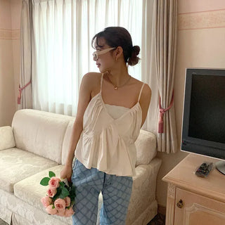 Shirred satin top