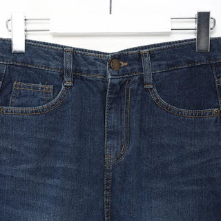 Washed denim long skirt