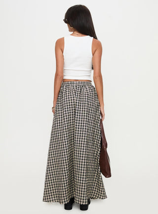 Cartmel Check Maxi Skirt Black  Cream