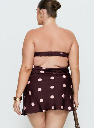 Phillipa Mini Dress Plum  Pink Polka Dot Curve