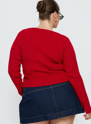 Sorenna Long Sleeve Top Red Curve
