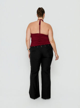 Yevina Eyelet Flare Pant Black Curve