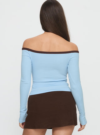Baseline Off Shoulder Top Blue  Brown