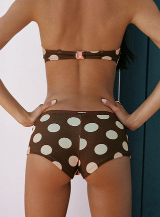 Tykana Bandeau Bikini Top Brown / Cream Polka Dot