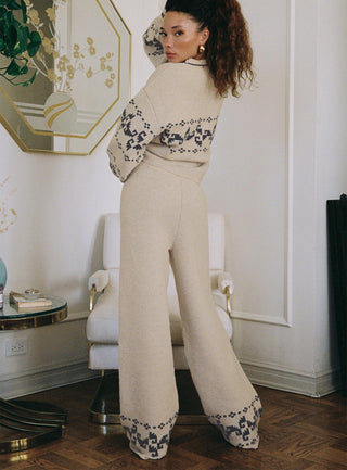 Alpine Knit Pants Cream  Blue