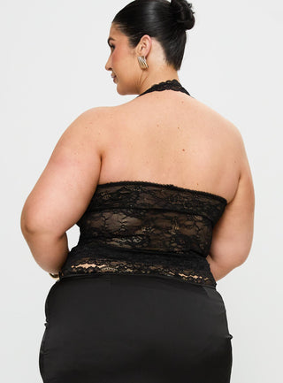 Fantasize Lace Halter Top Black Curve