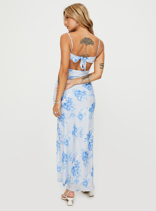 Hamri Maxi Dress White  Blue Floral